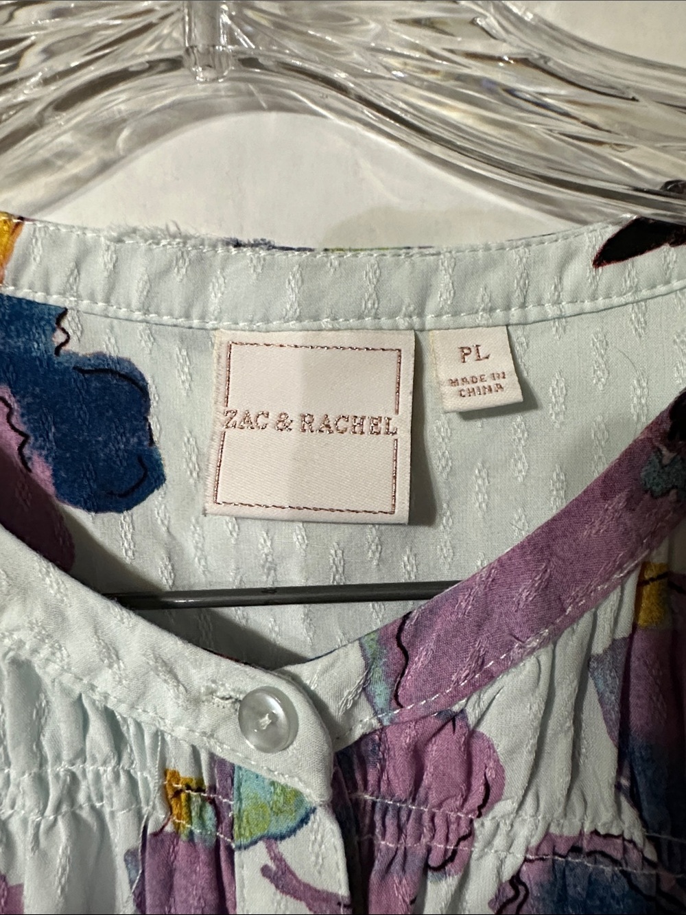 Zac & Rachel Floral Button-Front Blouse in Light Blue, Purple and Navy - Picture 2 of 5